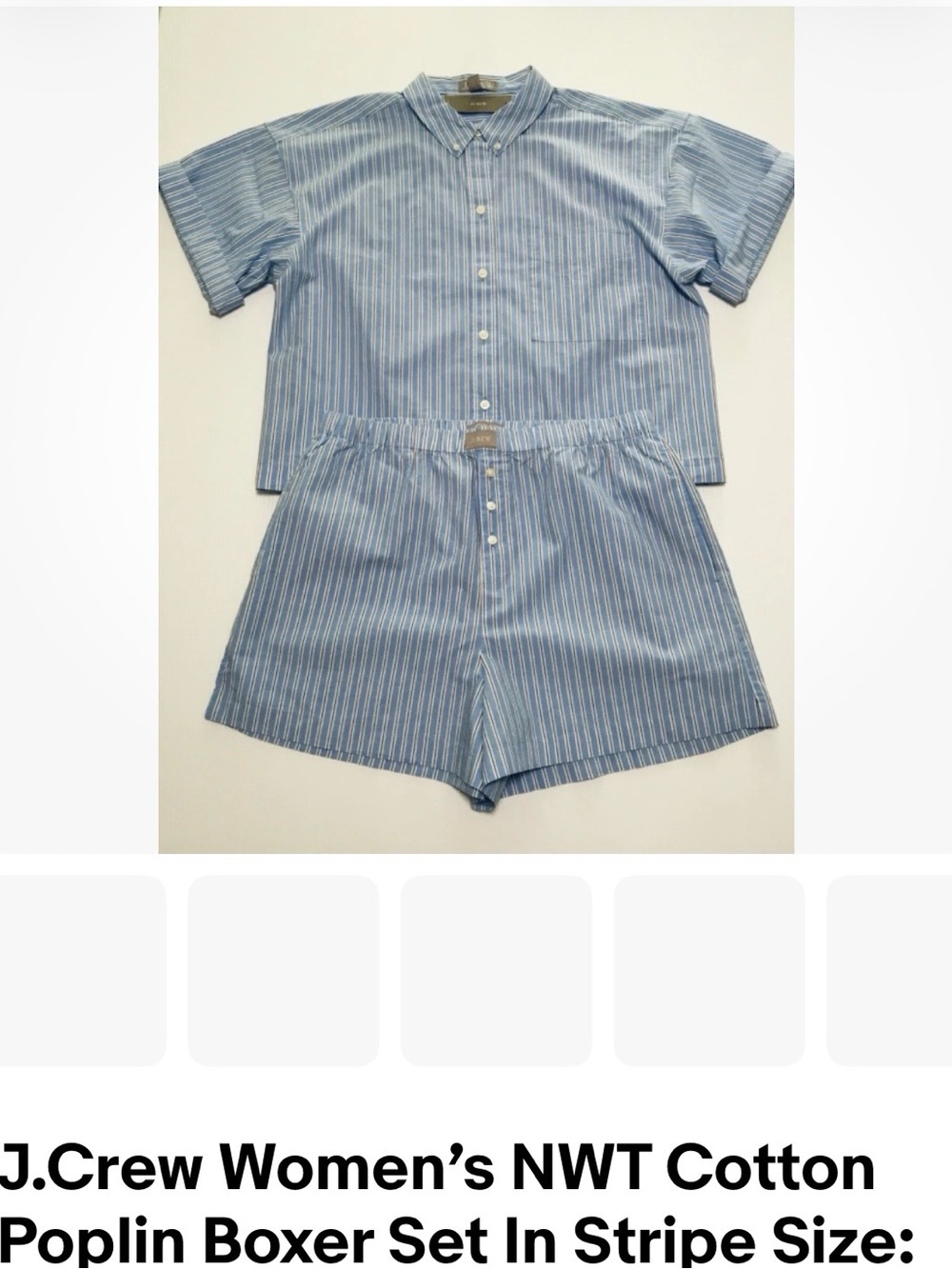 J. Crew Light Blue and White Striped Cotton Lounge Set